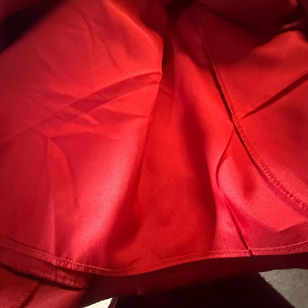 📌Alexia Designs Gothic Style  Red Satin Prom - Formal Dress w/ Black Lace Trim - Picture 12 of 16